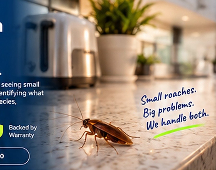 Large outdoor cockroach on a clean kitchen counter