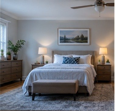 Comfortable bedroom after professional bed bug treatment