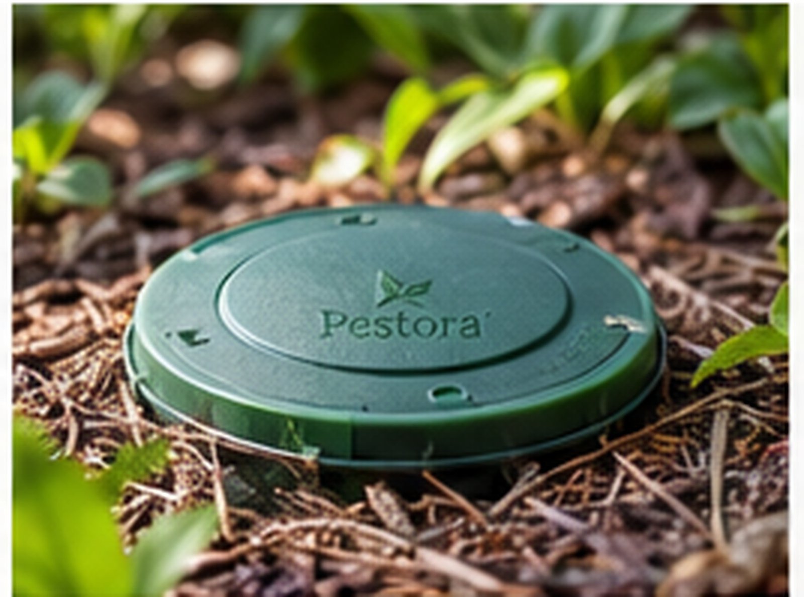Professional termite bait station installed in soil near a structure